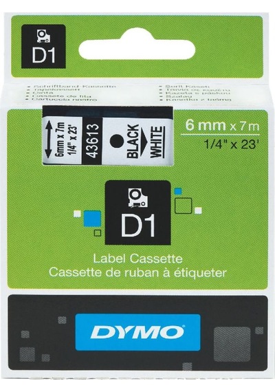 Dymo 43613 Beyaz/Siyah D1 Yedek Şerit 6 MM X 7 M