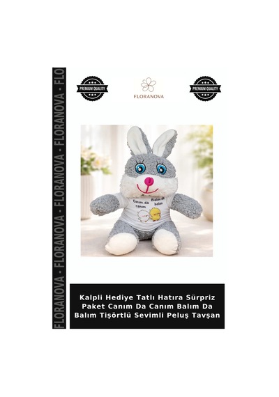 Kalpli Hediye Tatlı Hatıra Sürpriz Paket Canım Da Canım Balım Da Balım Tişörtlü Sevimli Peluş Tavşan Çok Renkli