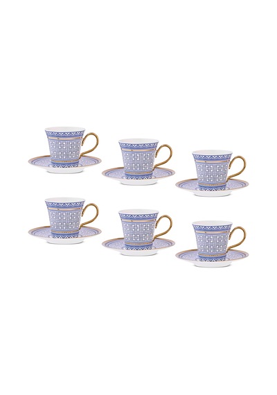 Aryıldız Kingham 12 Parça 6 Kişilik Kahve Fincan Takımı Mavi 90 Ml Çok Renkli