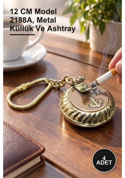 4 Adet Pirinç Küllük 12 Cm Model 2188a, Metal Küllük Ve Ashtray