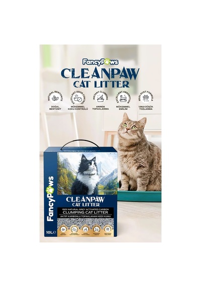 Fancy Paws Clean Paw Aktif Karbonlu Bentonit Kedi Kumu 10 Lt