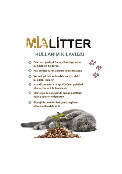 Mialitter Çam Peleti 5kg Kedi Kumu %100 Organik Tozsuz Doğal Çam Kokulu 6mm 5 Kg