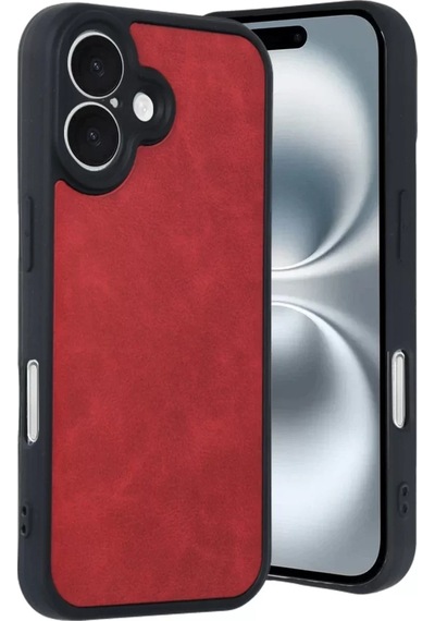 Newface Apple İphone 16 Kılıf Aras Deri Kapak - Kırmızı