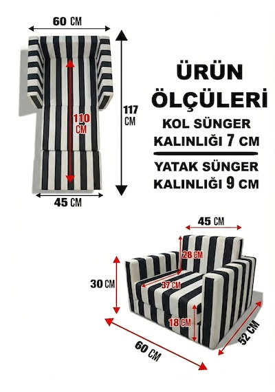 Çocuk Koltuğu Komple Sünger Katlanabilir Yataklı Minder Yatak 0-4 Yaş Siyah Beyaz Taraftar Desen Standart