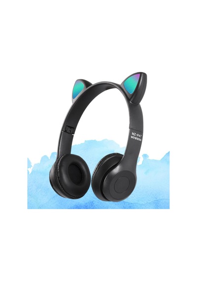 Kedi Kulağı Bluetooth Kablosuz Kulaklık Işıklı Rgb Çocuk Oyun Kulaklığı Radyolu Cocuk Kulaklık Siyah - 582811406