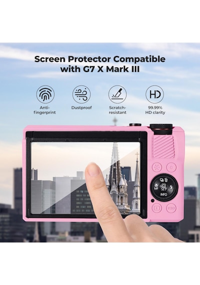 K&f Concept K&f Canon G7x Mark Iıı Uyumlu Silikon Kılıf + Ekran Koruyucu / Pembe Pembe