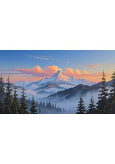 Doğa Ve Manzara Yatay Gün Doğumunda Görkemli Dağ Manzarası 07 Çerçevesiz 90x60cm Pvc Tablo