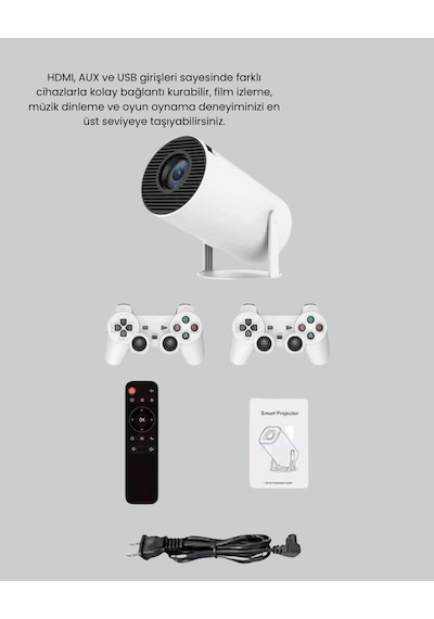 Projeksiyon Cihazı 4k Destekli Kablosuz Bağlantılı Bluetooth 5.0 - Lisinya