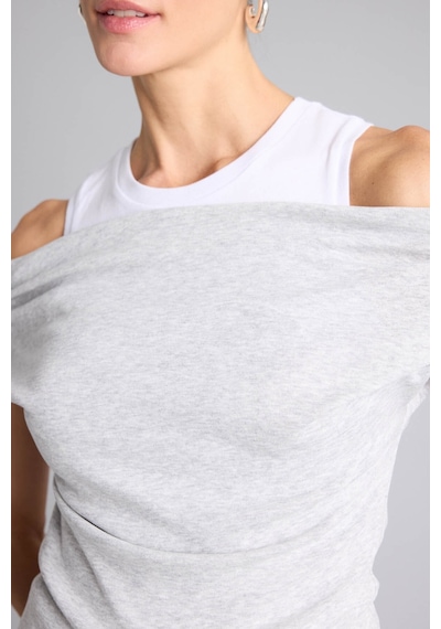 Defacto Slim Fit Çift Katmanlı Ribana Gri Kadın T-shirt G9546ax/gr210
