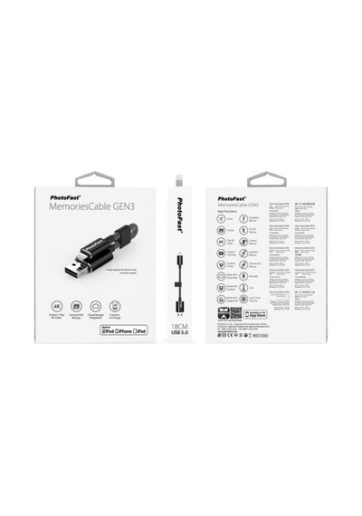 Photofast Memoriescable Gen3 Lightning MCG3U3BK64GB 64 GB Usb 3.0 Flash Bellek