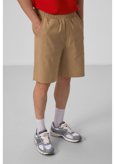Tommylife Koyu Bej Standart Fit Dokuma Hafif Esnek Chino Şort - 81290 Koyu Bej