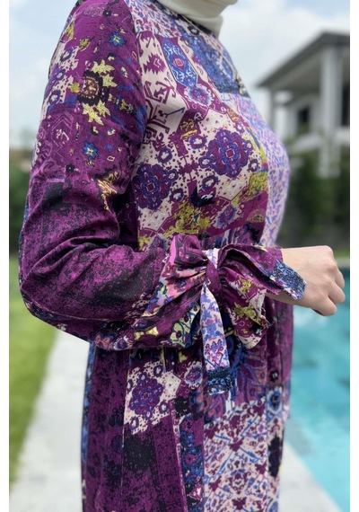 Rabia Şamlı Nehir Elbise Leylak Normal