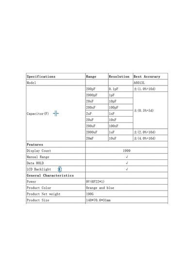 A6013l Kapasitans Ölçer Kapasitör Elektronik Ölçüm Kapasitans Test Cihazı