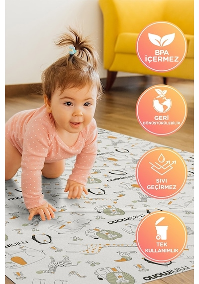 Minimono 3'lü Desen Mama Sandalyesi Altı ve Aktivite Örtüsü