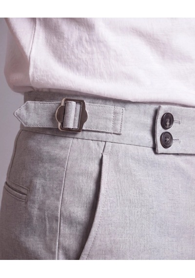 DefyModa Erkek Toka Detaylı Kumaş Pantolon Gri