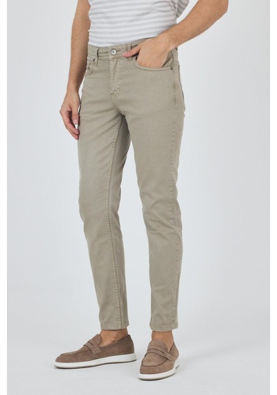 İmza Koyu Bej Pamuklu 5 Cep Casual Slim Fit 5 Cep Pantolon 1003250318 KOYU BEJ