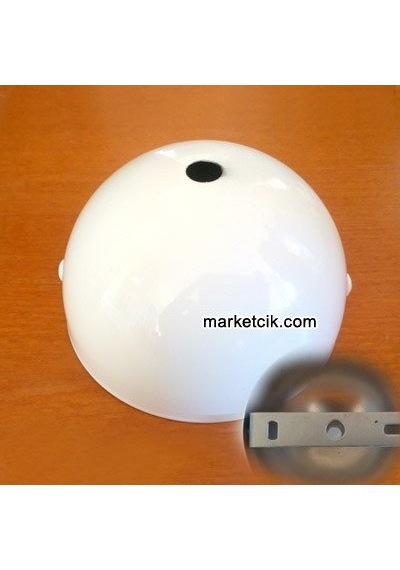 Avize. Abajur için Yuvarlak Beyaz Metal Rozans 10 Cm. Tavan Askıl