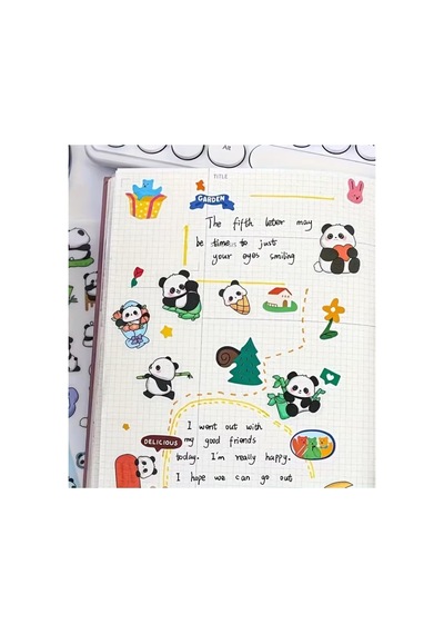 Kolbi Craft 1 Sayfa 20 Adet Şeffaf Panda Sticker Sevimli Kawaii Abanoz
