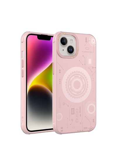 Apple Uyumlu iPhone 14 Plus Uyumlu Zore Wireless Şarj Özellikli Desenli Hot Kılıf-rose Gold Rose Gold -