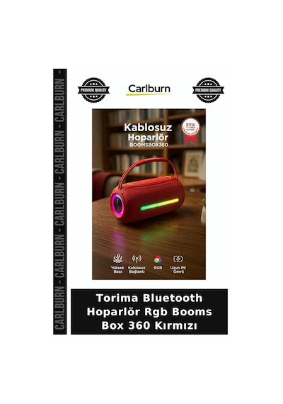 Delux Serisi Torima Bluetooth Hoparlör Rgb Booms Box 360 Kırmızı Seyyar Akıllı Müzik