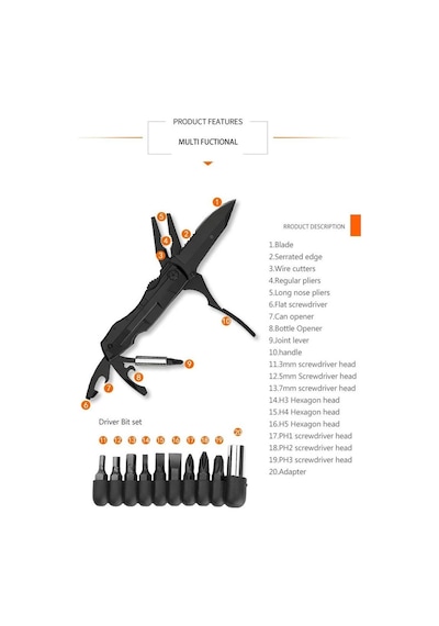 Grand Kamp Harvest Ghk-pl107 Foldable Multi Tool Kahverengi