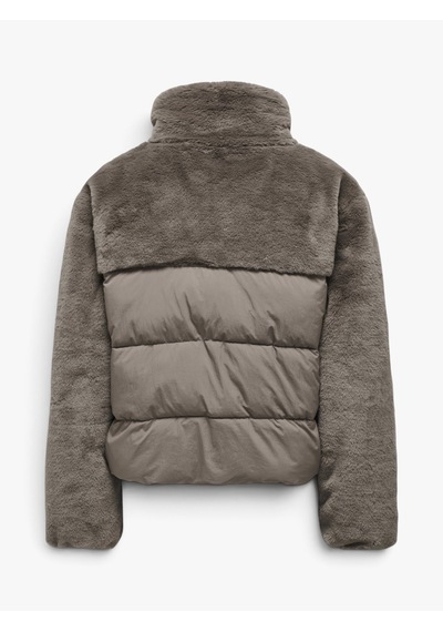 Only Onlwanja Fur Puffer Mıx Jacket Noos Otw Kadın Gri Mont - 15292945