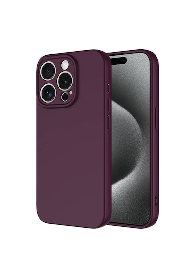 İphone 15 Pro Max Kılıf Yumuşak Silikon Kamera Korumalı Lansman Hesaplı Dünya Koyu Mor