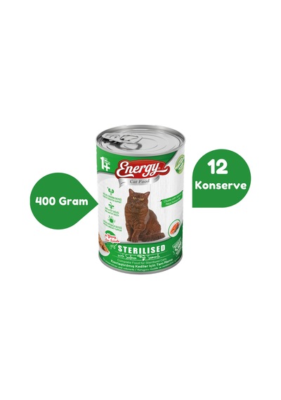 Energy Somonlu Kısırlaştırılmış Konserve Yetişkin Kedi Maması 12 x 400 G
