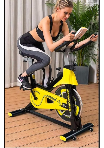 Kondisyon Bisikleti Spor Koşu Egzersiz Bisikleti Spin Bike Dikey Ev Bisikleti Q3 Sarı Tek Ebat Genel