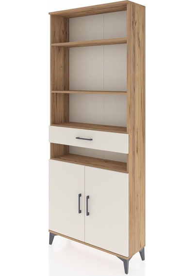 Arges Dolap 5 Raflı Tek Çekmeceli 2 Kapaklı 88x30x221 Çam-aytaşı Atlas Çam