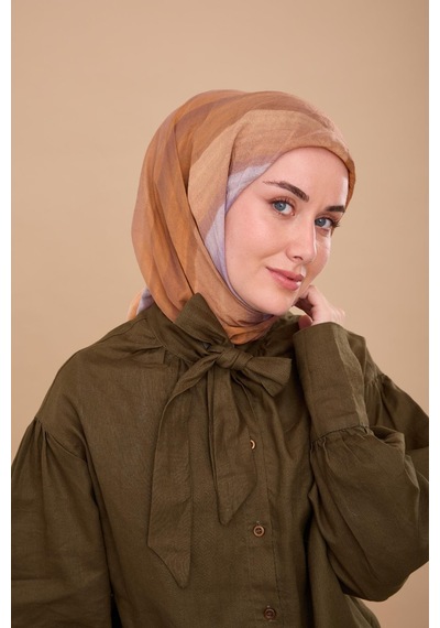 Silk Home Olinda İpek Eşarp 47005-24 Turuncu, Vizon, Krem, Lila, Bej, Kahverengi, Taba