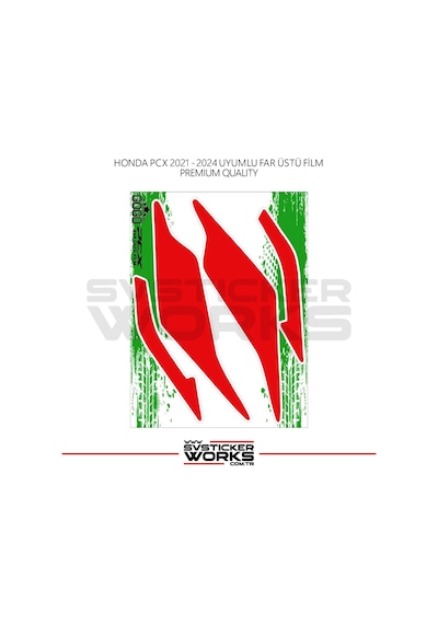 Honda Pcx Far Filmi Sticker Şeffaf Folyo 2021 - 2024 Kalın Model Kırmızı