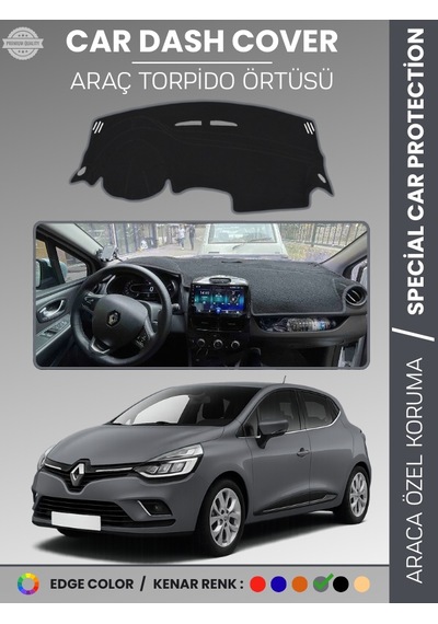 Renault Clio 4 2012-2020 Torpido Örtüsü Ön Göğüs Koruma Torpido Koruma Birebir Uyum Kaymaz - 348 Stiloto