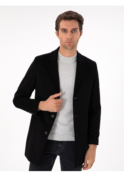 Cacharel Siyah Yün Karışımlı Ex. Slim Fit Palto