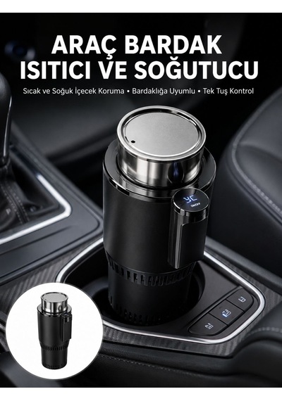 Isıtma Soğutma Özellikli Araç Bardaklığı Çakmak Girişli Akıllı Yeni Nesil Çokrenkli