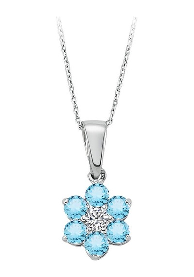 Sirius Pırlanta Ve Sky Blue Topaz Taşlı Papatya Kolye 0817p0062