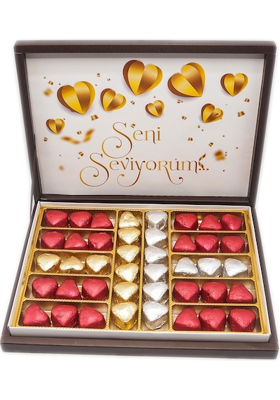 Nin Chocolate Sevgililer Günü Çikolatası Seni Seviyorum Baskılı Çikolata Altın 42 Adet