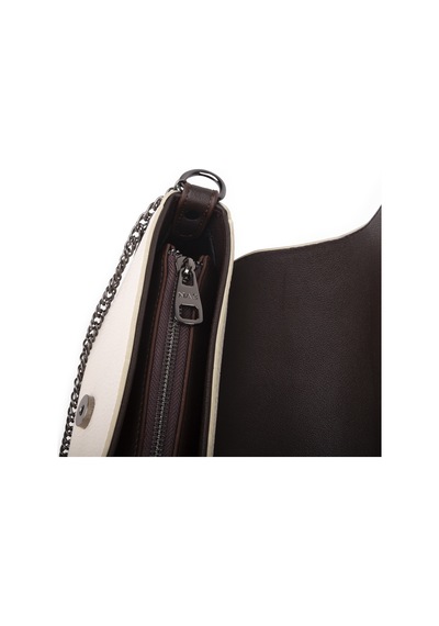 Nas Bag Mini Kapaklı Çapraz Çanta En 20 Cm , Boy 12 Cm Krem Kahve Lopez