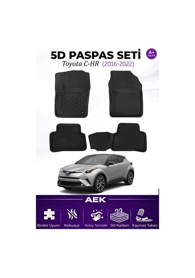 Toyota Chr 2016-2023 Araca Özel Havuzlu "karbon" Paspas Takımı