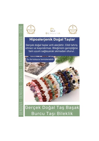 Bileklik Doğal Taşlı Ayarlanabilir Su Geçirmez Elastik Hediye Başak Burçları Burç Unisex Bileklik Çok Renkli