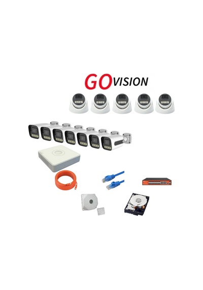 Go Vision 12'li 5mp 4k Ultra Hd Ip Güvenlik Kamera Seti Gece Görüşlü, Dış Mekan Uyumlu