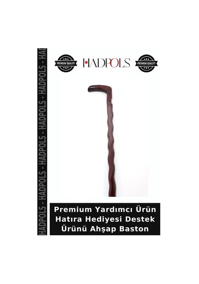 Hadpols Premium Yardımcı Ürün Hatıra Hediyesi Destek Ürünü Ahşap Baston Kahverengi