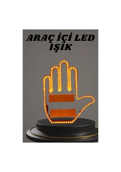 El Orta Parmak Led Kumandalı Araç İçi Reflektör Arka Cam El Simgesi Sarı 66696227