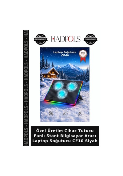 Özel Üretim Cihaz Tutucu Fanlı Stant Bilgisayar Aracı Laptop Soğutucu Cf10 Siyah