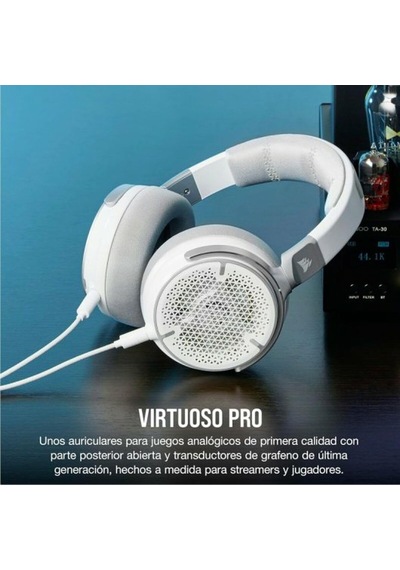 Virtuoso Pro Açık Oyun Kulaklığı Kablolu Tek Yönlü Mikrofon Çıkarılabilir 50 Mm Grafen İletkenler, Frekans Tepkisi 20 Hz 40 Khz Beyaz