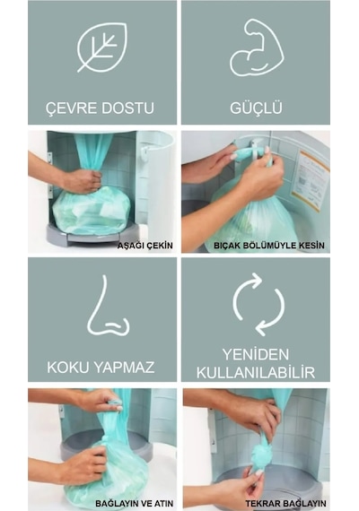 Bamm Bamm 16 L Korbell Çöp Kutuları ile Uyumlu 1500 Adet Kirli Bebek Bezi Çöp Poşeti
