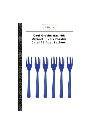 Özel Üretim Hazırlık Ziyaret Piknik Plastik Çatal 25 Adet Lacivert Mavi