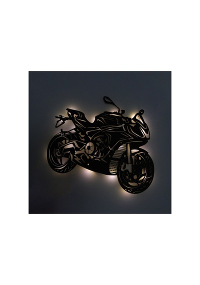 Led Işıklı Motor Dekoratif Tablo Duvar Dekorlu Gece Lambası Sarı - 743250974 Sarı