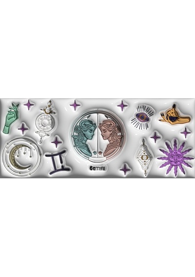 Zodiac Burçlar Figürlü Kupa Bardak İkizler Burcu Beyaz