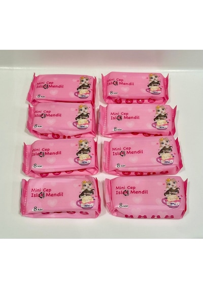 64'lü Mini Cep Islak Mendil Seti + 100 Adet Sihirli Tablet Sabun - Hijyen Paketi Pembe